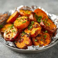 Grilled Sweet Potatoes Foil Packet Slices for 4 Servings