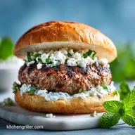 Grilled Greek Lamb Burger with Feta in 20 Min