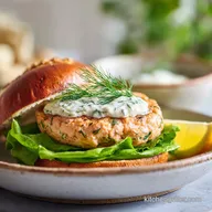 Salmon Burger Recipe with Lemon Dill for 4 Servings