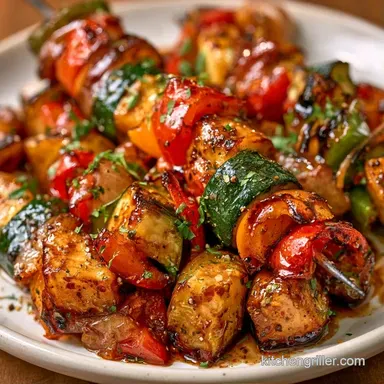 Balsamic Veggie Kabobs for 12 Skewers Recipe Card