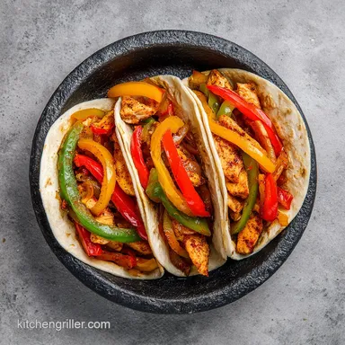 Chicken Fajitas for 4 Servings: Tender and Caramelized Recipe Card