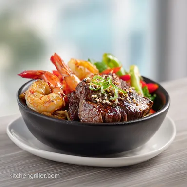 Blackstone Hibachi Steak & Shrimp Recipe for 4 Servings Recipe Card