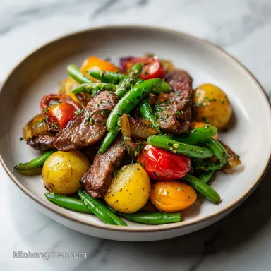 Cowboy Stir Fry with Steak and Potatoes on the Blackstone Griddle for 4 Servings