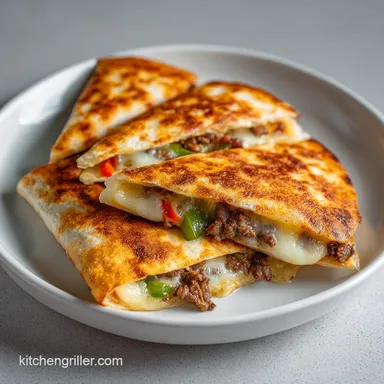 Blackstone Steak and Cheese Quesadillas: Crispy for 4 Servings Recipe Card