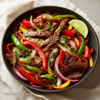 Steak Fajitas in 30 Minutes: Citrus Marinated Griddle Recipe Recipe Card