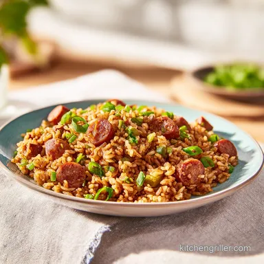 Cajun Dirty Rice with Sausage: One-Pot Recipe Card