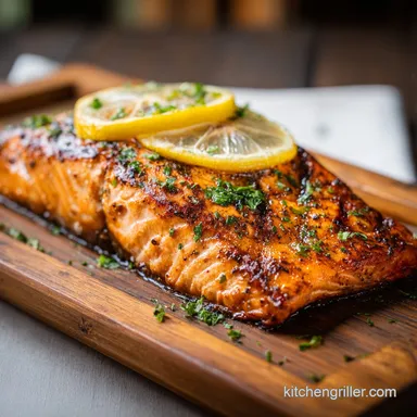Grilled Salmon on Cedar Plank for Gas Grill with Lemon: 35 Min