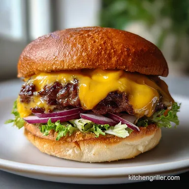 Stuffed Cheddar Burger Recipe BBQ for 4 Servings Recipe Card
