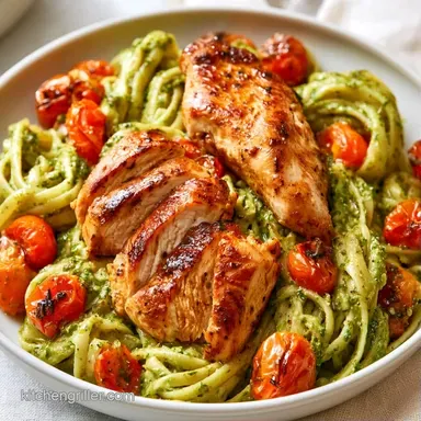 Chicken Pesto Pasta in 45 Minutes Recipe Card