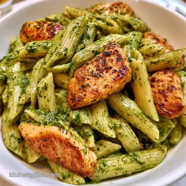 Chicken Thighs Pesto Pasta in 20 Minutes