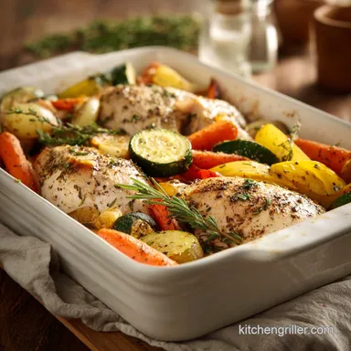 High Protein Sheet Pan Meal with Chicken and Vegetables Recipe Card