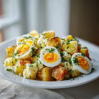 Classic Potato Salad with Egg for 8 Servings: Tangy Sides Recipe Card