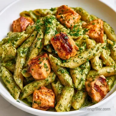 One Pot Creamy Pesto Chicken Pasta 25m Recipe Card