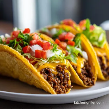 Smash Burger Tacos for 4 Servings with Crispy Beef Edges Recipe Card