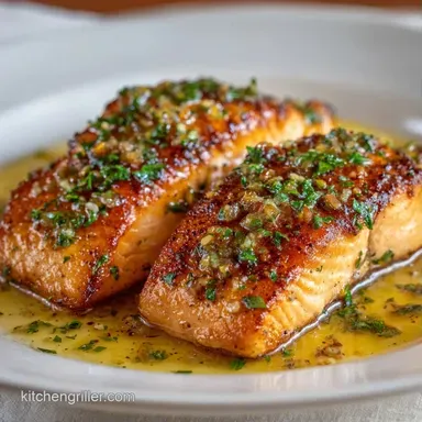Garlic Butter Salmon: Crispy Pan-Seared Recipe Card