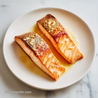 Garlic Butter Salmon for 4 Servings Recipe Card