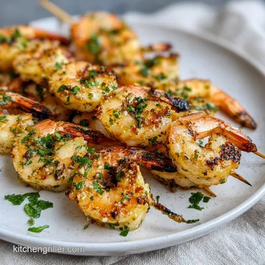Grilled Shrimp Skewers Garlic Butter Recipe for 4 Recipe Card