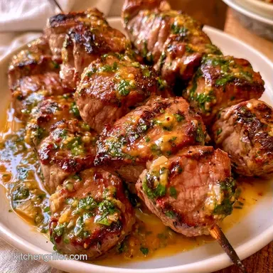 Garlic Mustard Steak Skewers Meal Prep Recipe Card