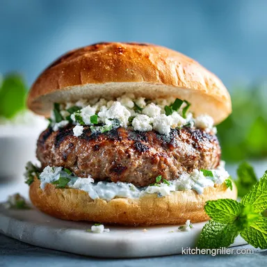 Grilled Greek Lamb Burger with Feta in 20 Min