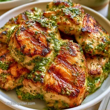 Pesto Chicken Thighs Grilled for 4 Recipe Card