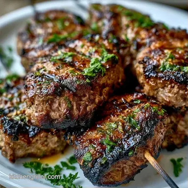 Ground Beef Kabobs Recipe for 4 Servings Recipe Card