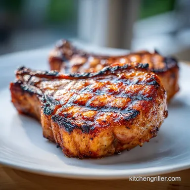 Juicy Grilled Pork Chops Boneless Recipe for 4 Recipe Card