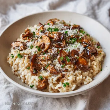 Risotto Recipe with Mushrooms and Parmesan for 4 Servings Recipe Card