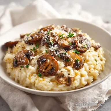 Risotto Recipe with Mushrooms and Parmesan for 4 Servings