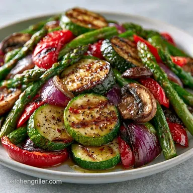 Pan Grilled Vegetables in 25 Minutes Recipe Card