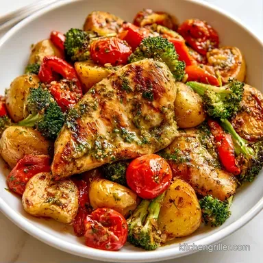 Pesto Chicken Vegetables in 25 Minutes Recipe Card