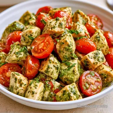 Pesto Chicken Meal Prep for 4 Servings Recipe Card