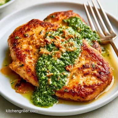 Crispy Pesto Chicken Thighs Recipe Card