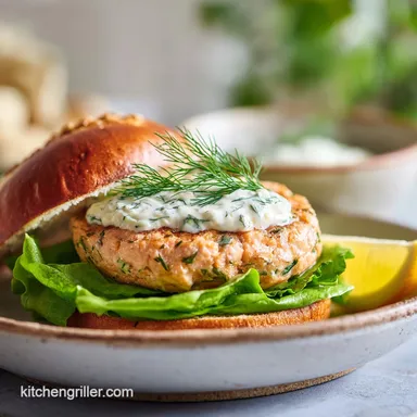 Salmon Burger Recipe with Lemon Dill for 4 Servings