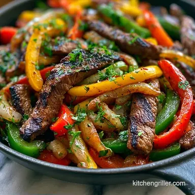 Steak Fajitas in 25 Minutes Recipe Card