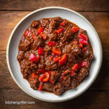 Smoked Ground Beef Chili for 6 Servings Recipe Card