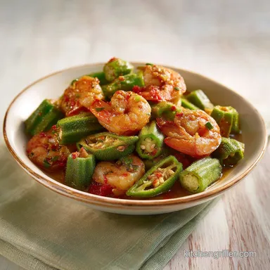 Smothered Okra and Shrimp with Andouille Sausage for 5 Servings