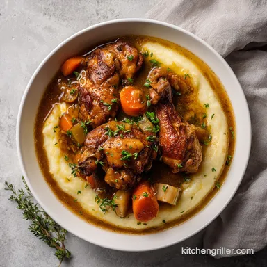 Southern Stewed Chicken and Gravy Recipe for 6 Servings Recipe Card