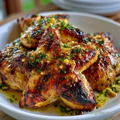 Grilled Garlic Herb Chicken: 4 Servings Recipe Card