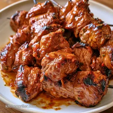 Sweet Spicy Beef Kebabs for 4 Servings Recipe Card