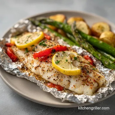 Lemon Pepper Grilled Tilapia Foil Packet for 4 Recipe Card