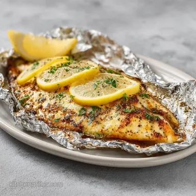 Lemon Pepper Grilled Tilapia Foil Packet for 4
