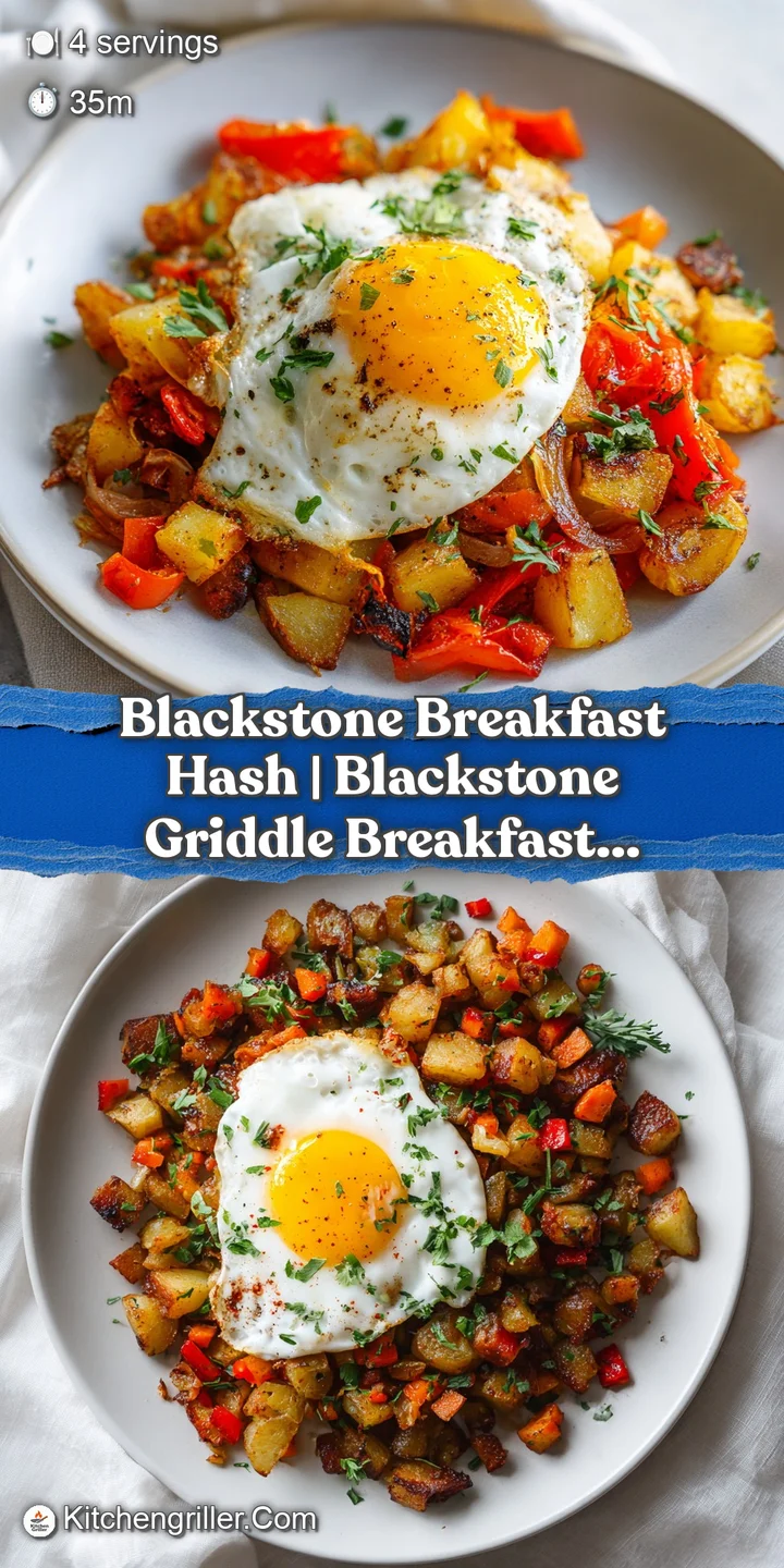 Close-up of a cracked egg yolk glistening over savory, perfectly browned breakfast hash with diced onions.