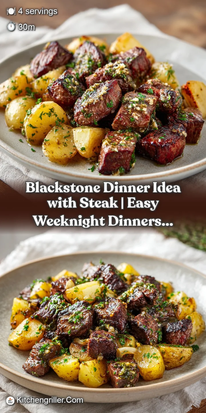 Close-up of a perfectly seared steak, showing its pink, tender center and a pile of golden, seasoned potatoes.