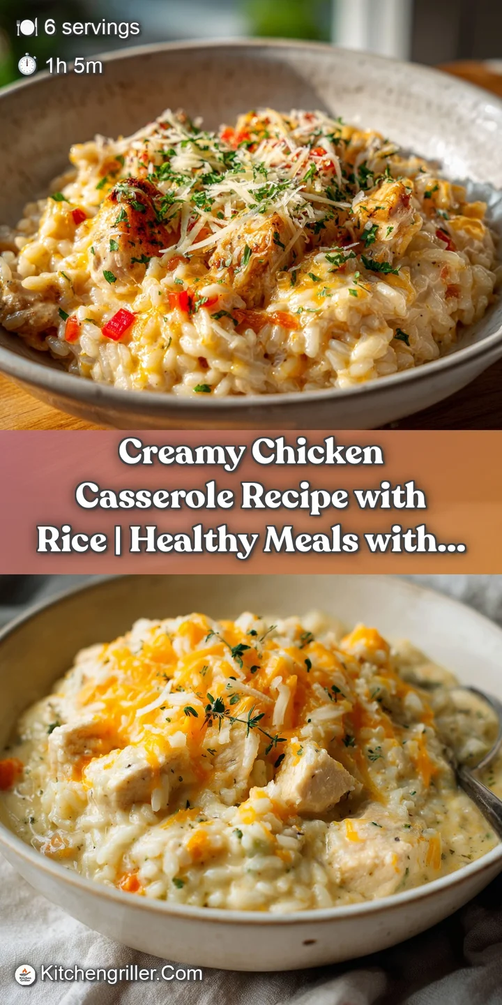 Close-up of a fork lifting a creamy bite of baked chicken and rice casserole, showing texture.