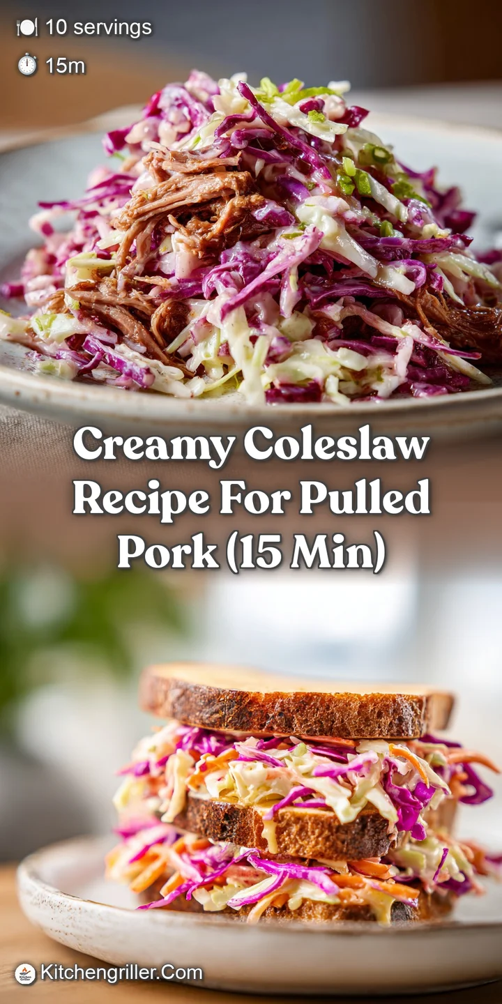 Close-up view of vibrant coleslaw, showcasing the fine textures of shredded cabbage and carrots, coated in a rich, creamy ...