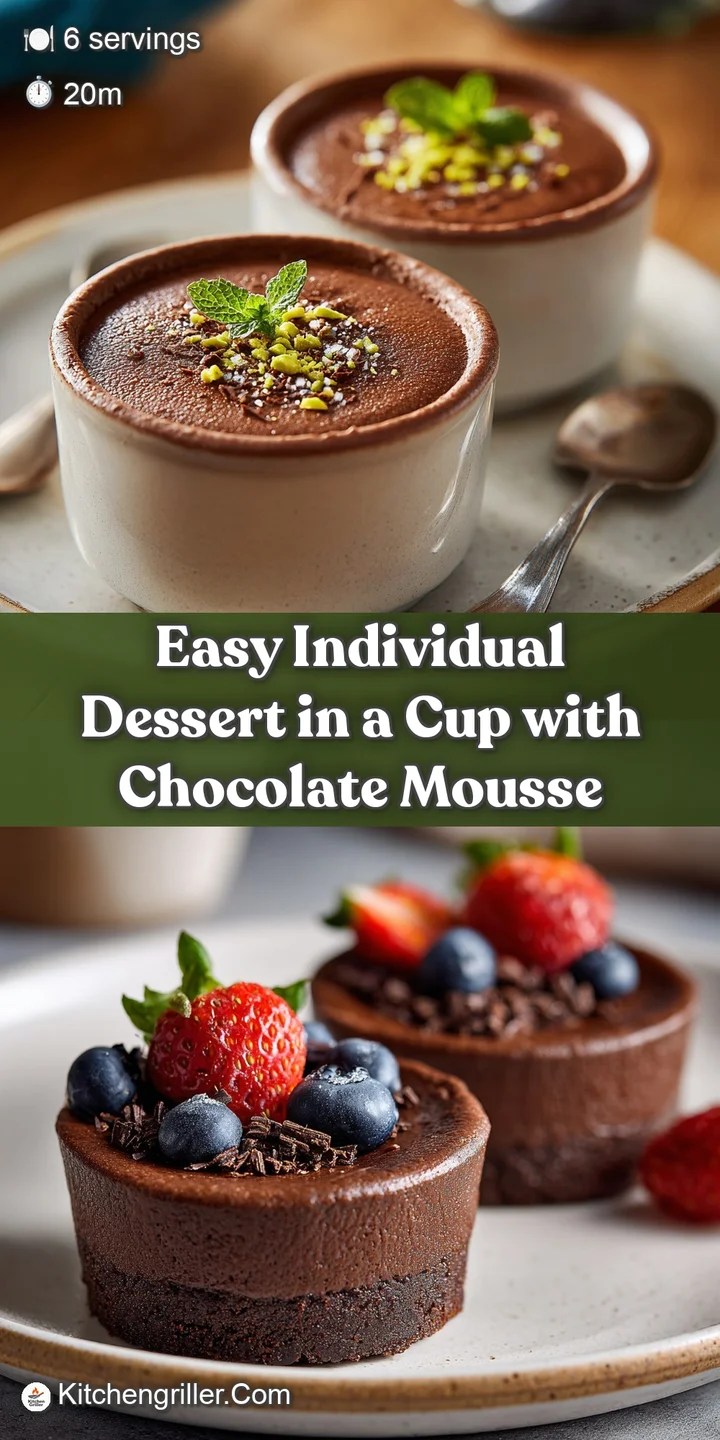Close-up of a decadent dessert cup: velvety chocolate mousse, light cream, and cookie bits offer a tempting and flavorful ...