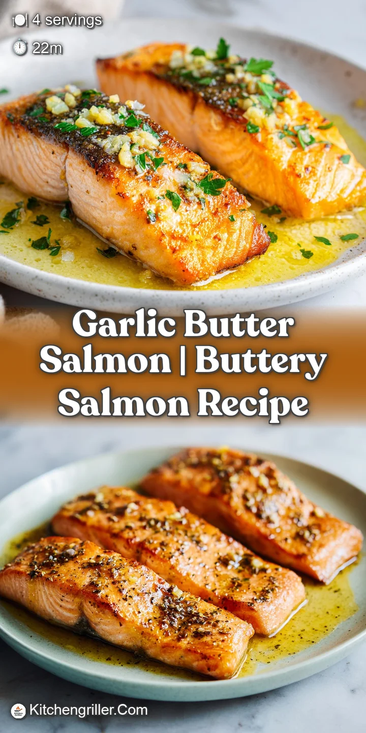 Macro shot of a flaky, golden-brown fish fillet with shimmering melted butter and toasted bits of minced garlic.