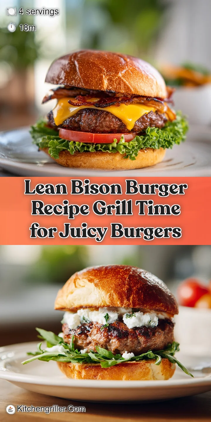 Close-up of a tender bison burger patty, showcasing its rich color, with visible grill marks and a mouthwatering texture.