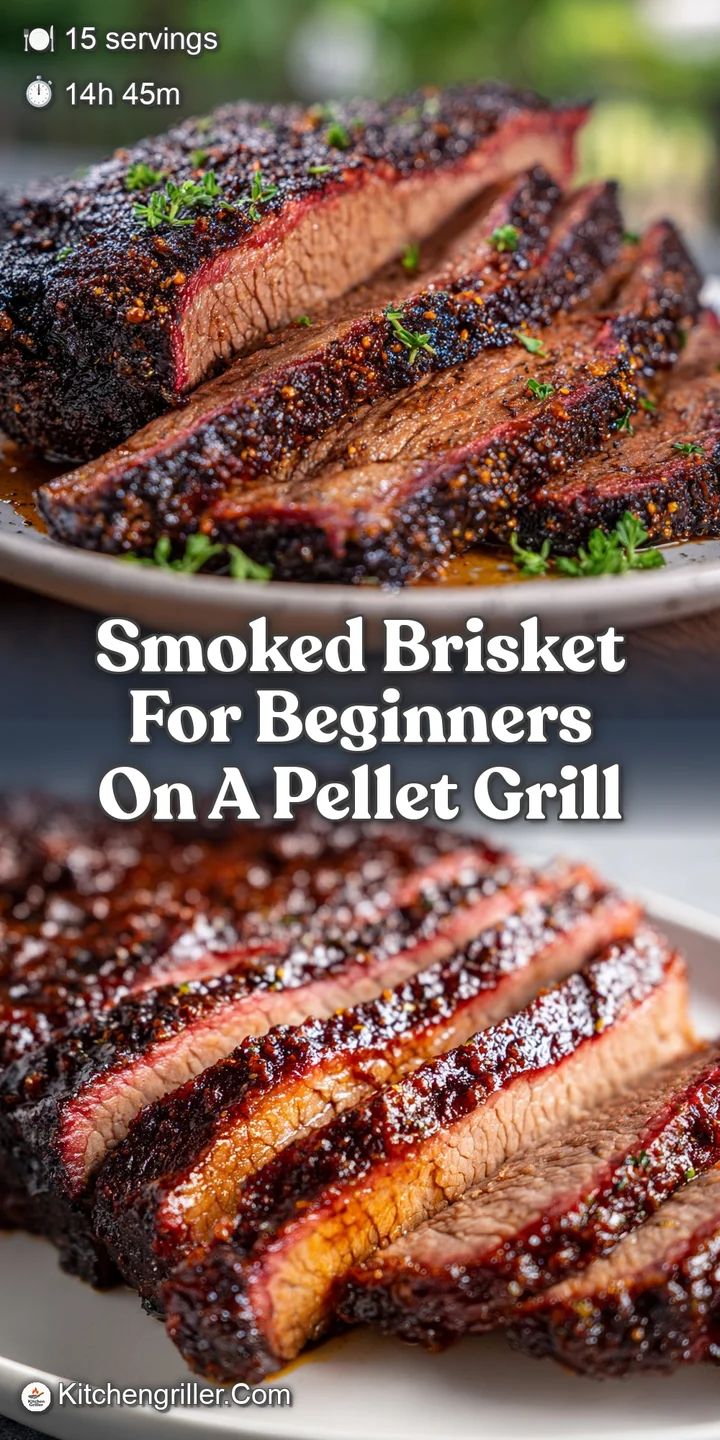 Close-up of incredibly tender brisket showcasing a rich, dark crust and a tantalizing smoke ring. Marbling apparent in mea...