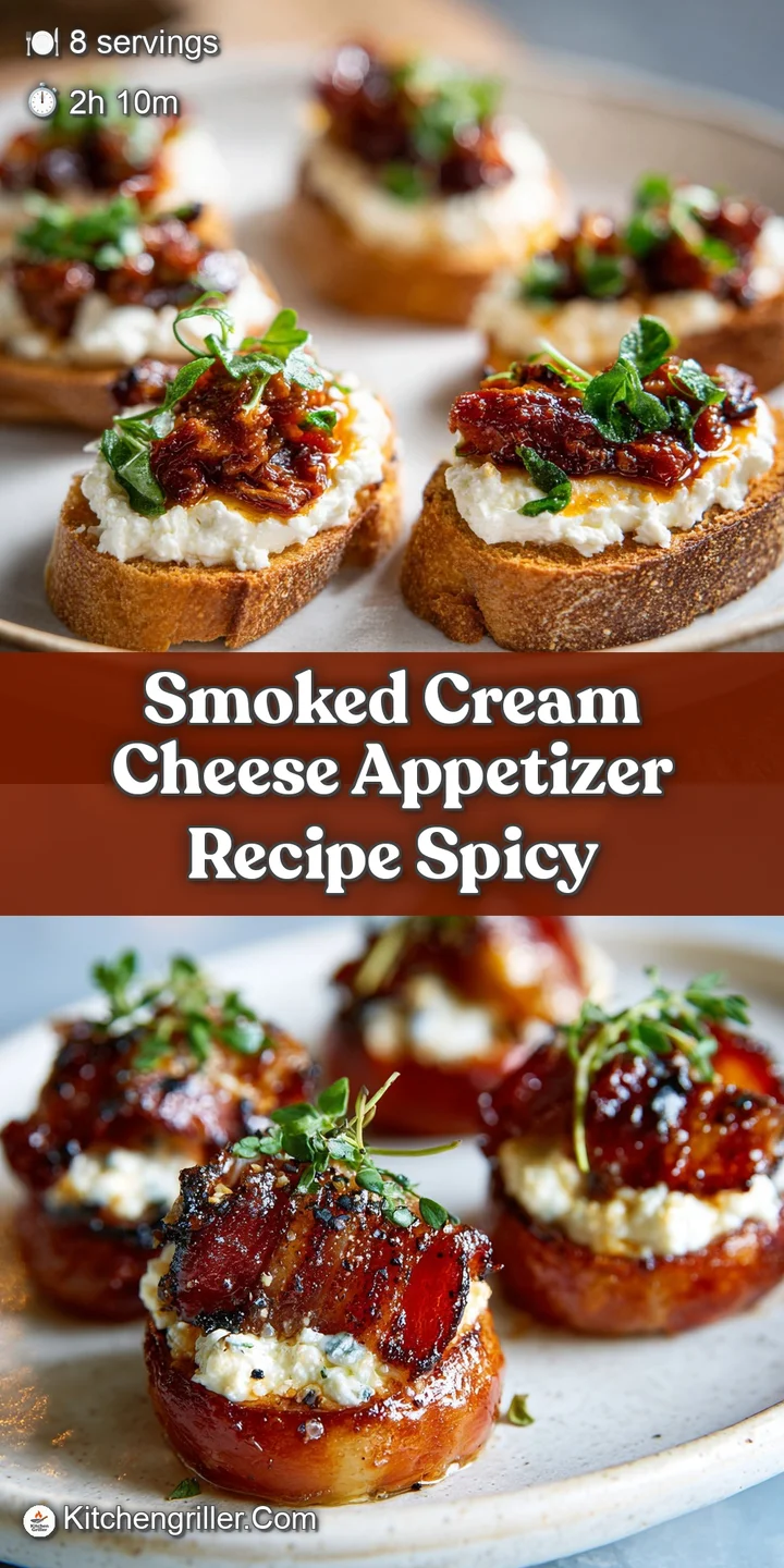 Close-up of spicy smoked cream cheese, revealing its creamy texture, speckled with red pepper flakes, invitingly presented...